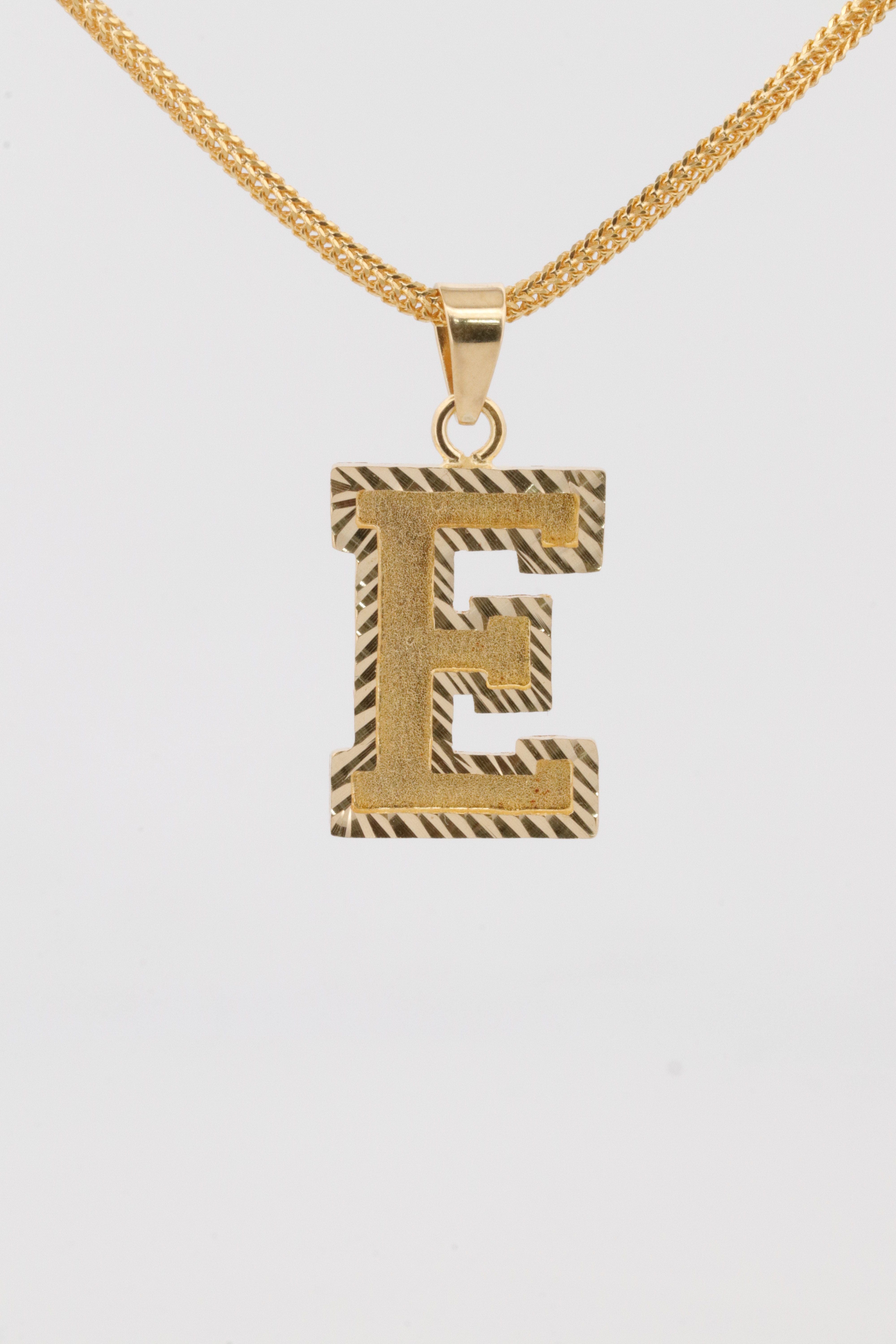 Gold Letter E Pendant Necklace – 2.55g Bold Cut Design | Bigeasy Jewellers